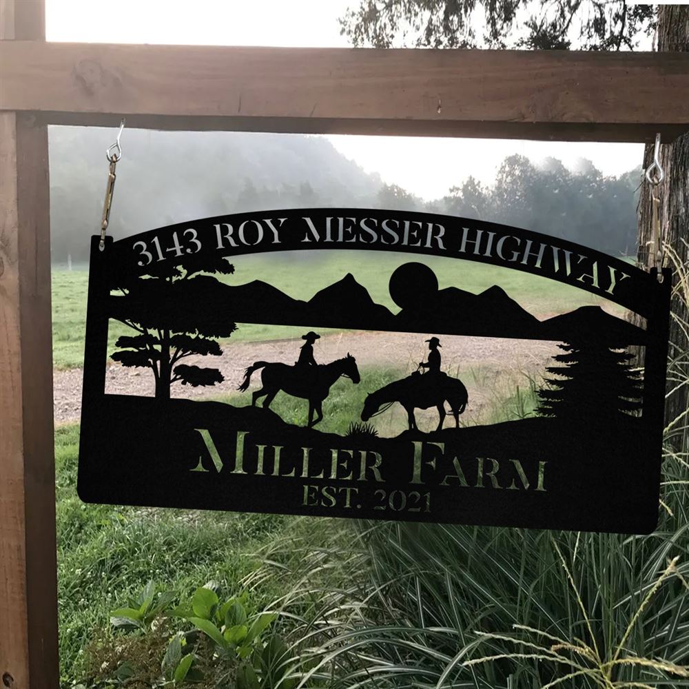 Custom Metal Farm Sign, Metal Horse Rider Sign, Gift Ideas For Farm Woman, Large Metal Outdoor Signs, Outdoor Metal Sign Frames