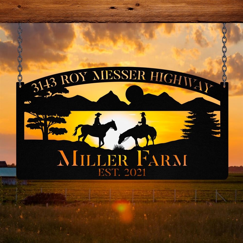 Custom Metal Farm Sign, Metal Horse Rider Sign, Gift Ideas For Farm Woman, Large Metal Outdoor Signs, Outdoor Metal Sign Frames
