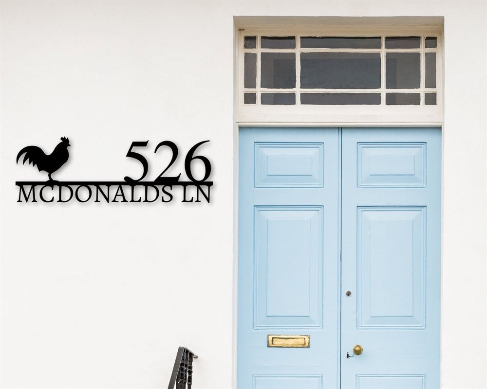 Custom Metal Farm Sign, Metal House Numbers Address Plaque Rooster Sign, Gift Ideas For Farm Woman, Outdoor Metal Sign Frames