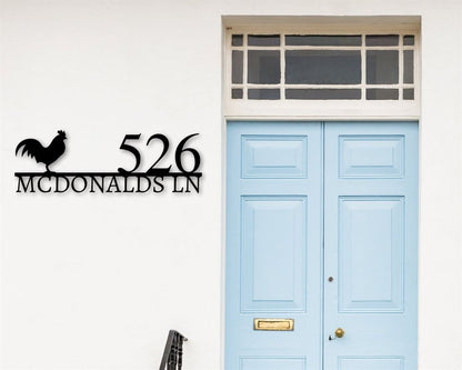 Custom Metal Farm Sign, Metal House Numbers Address Plaque Rooster Sign, Gift Ideas For Farm Woman, Outdoor Metal Sign Frames