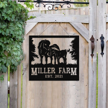 Custom Metal Farm Sign, Miniature Horse Outdoor Farmhouse Ranch Stable Barn Wall Decor Art, Gift Ideas For Farm Woman, Outdoor Metal Sign Frames