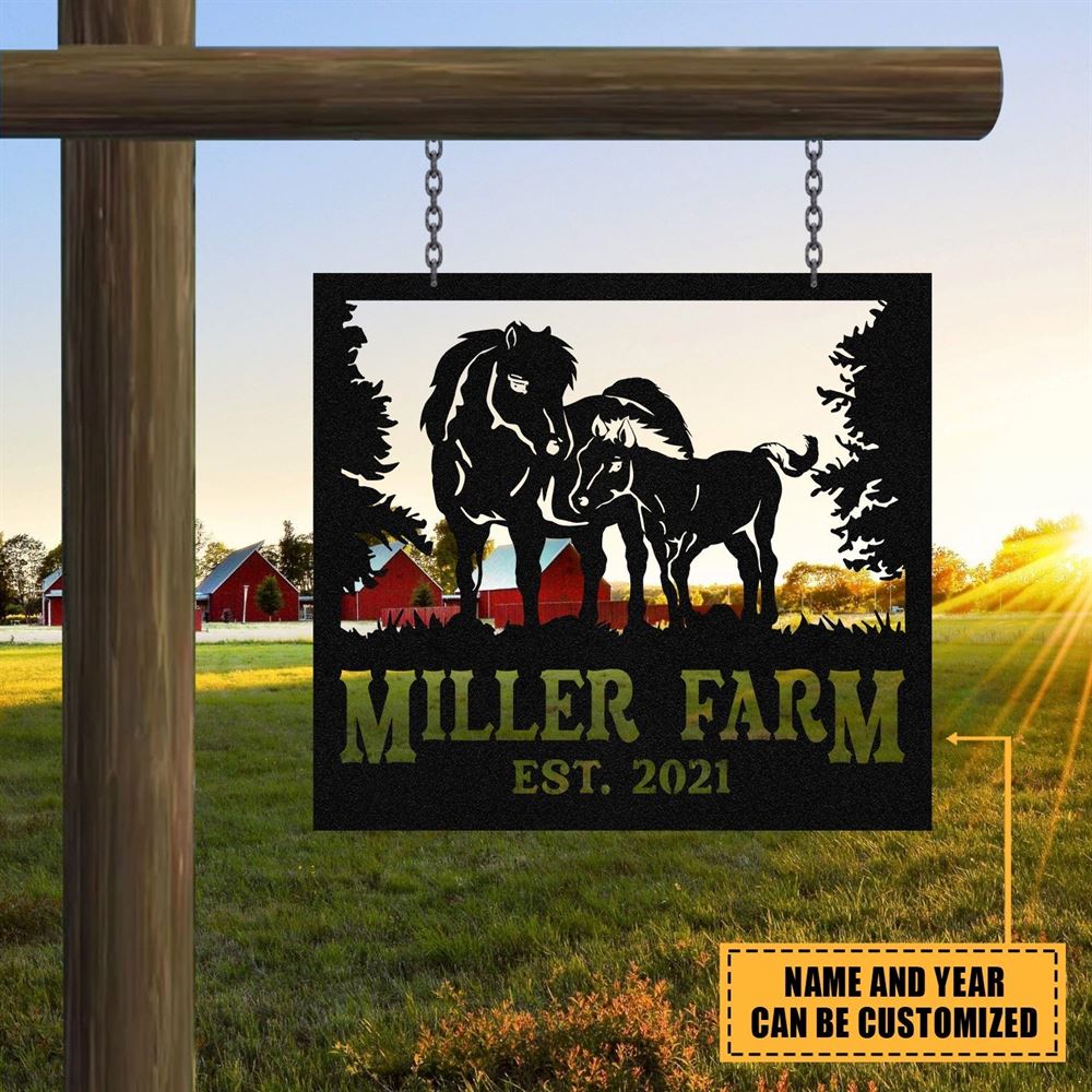 Custom Metal Farm Sign, Miniature Horse Outdoor Farmhouse Ranch Stable Barn Wall Decor Art, Gift Ideas For Farm Woman, Outdoor Metal Sign Frames