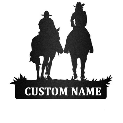 Custom Metal Farm Sign, Mother And Kids Riding Horse Metal Wall Art, Gift Ideas For Farm Woman, Large Metal Outdoor Signs, Outdoor Metal Sign Frames