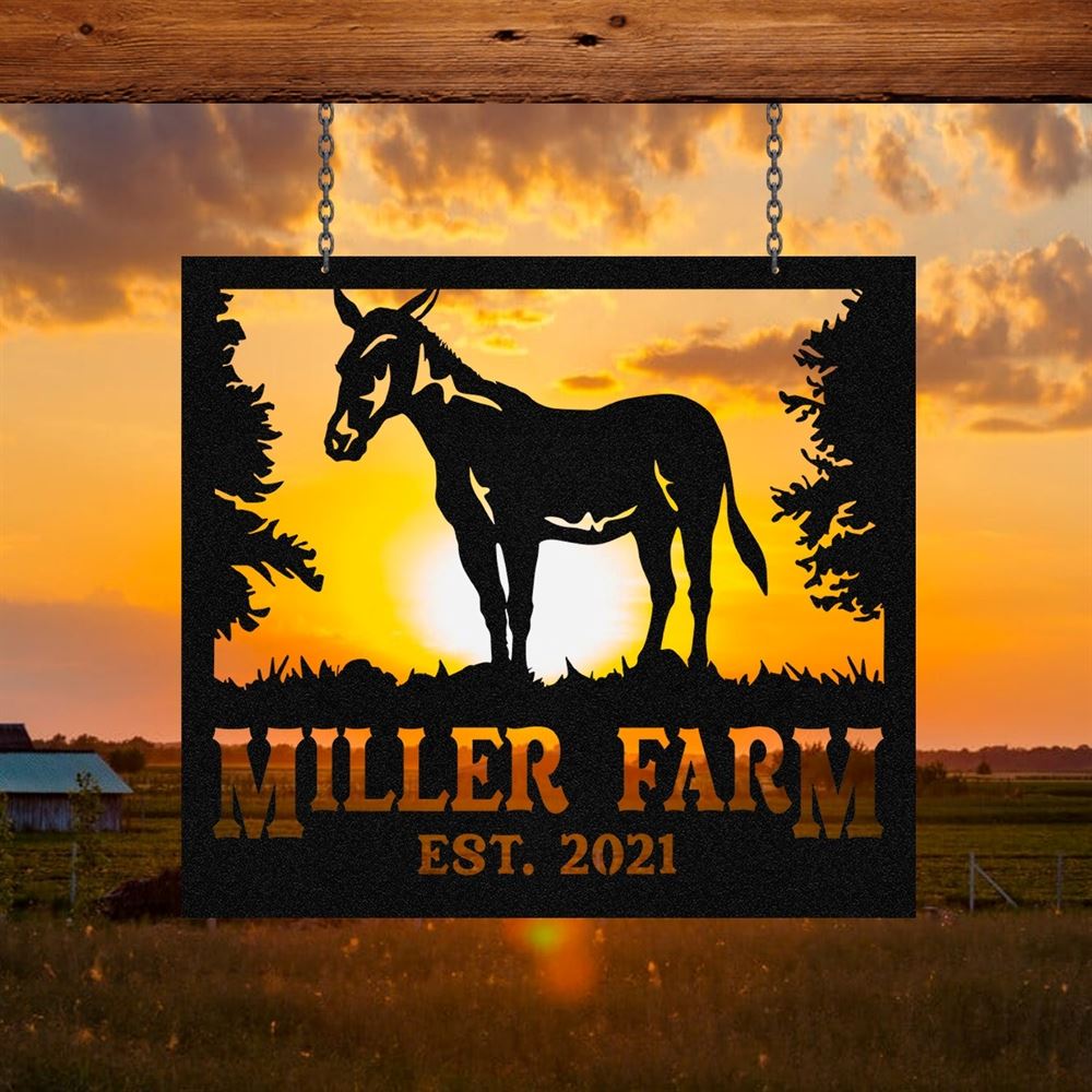 Custom Metal Farm Sign, Mule Outdoor Farmhouse Front Gate Ranch Stable Wall Decor Art, Gift Ideas For Farm Woman, Outdoor Metal Sign Frames