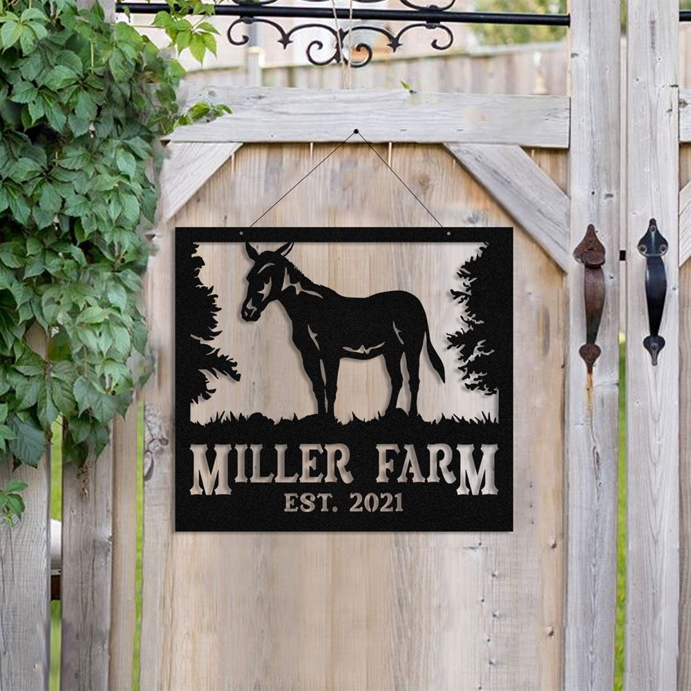 Custom Metal Farm Sign, Mule Outdoor Farmhouse Front Gate Ranch Stable Wall Decor Art, Gift Ideas For Farm Woman, Outdoor Metal Sign Frames