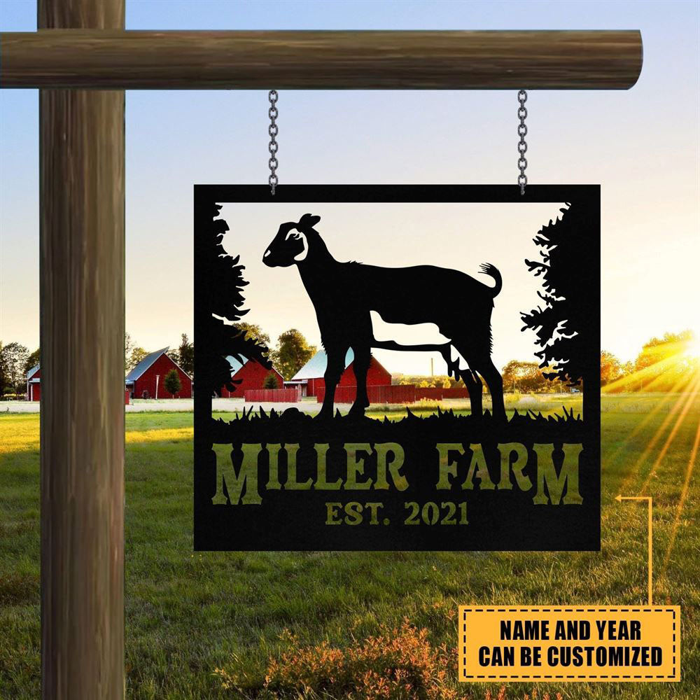 Custom Metal Farm Sign, Nigerian Dwarf Goat Outdoor Farmhouse Front Gate Ranch Wall Decor Art, Gift Ideas For Farm Woman, Outdoor Metal Sign Frames