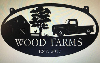 Custom Metal Farm Sign, Old Truck With Your Name Metal Wall Art, Gift Ideas For Farm Woman, Large Metal Outdoor Signs, Outdoor Metal Sign Frames
