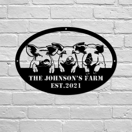 Custom Metal Farm Sign, Pig Farm Metal Sign, Gift Ideas For Farm Woman, Large Metal Outdoor Signs, Outdoor Metal Sign Frames