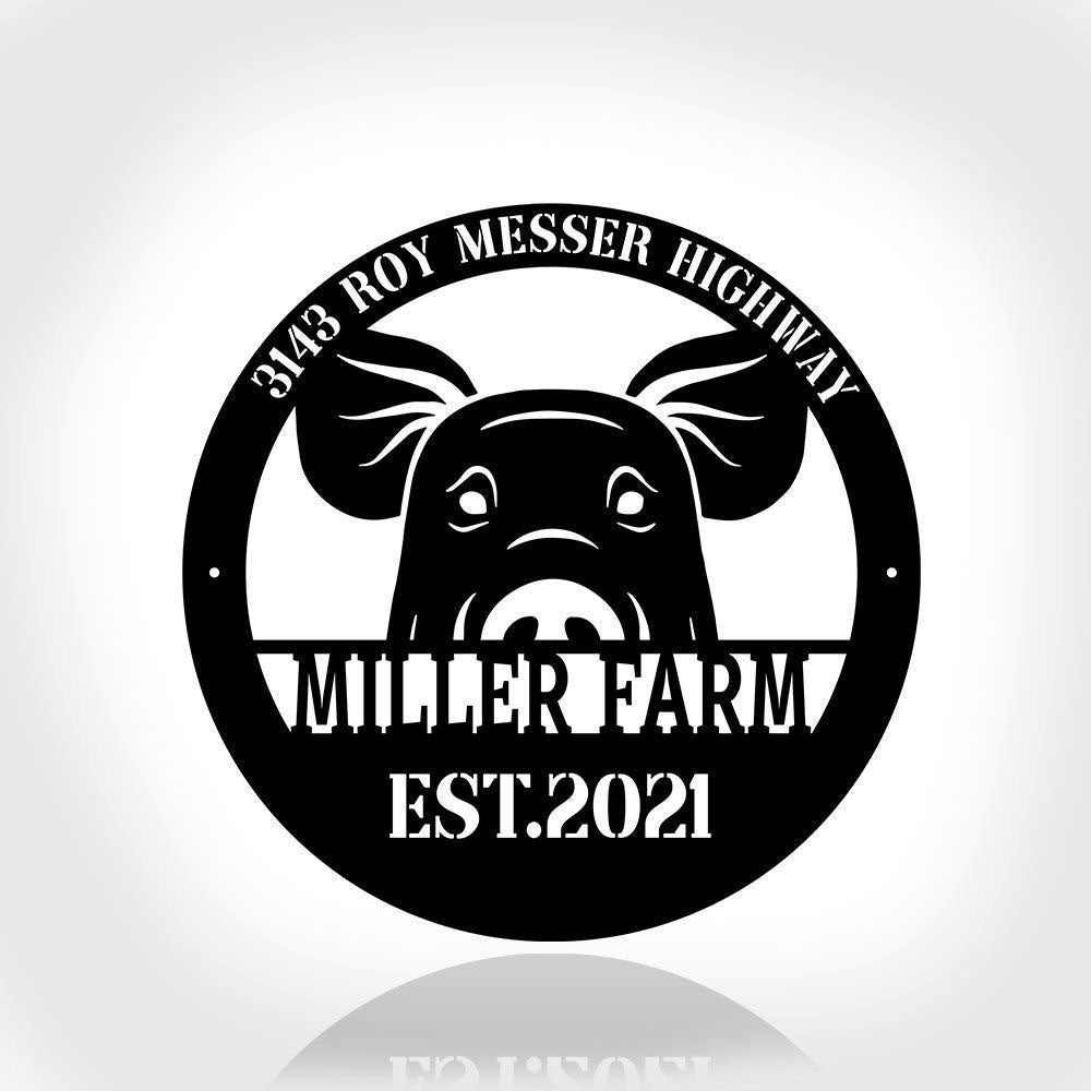 Custom Metal Farm Sign, Pig Outdoor Farmhouse Front Gate Entry Road Wall Decor Art, Gift Ideas For Farm Woman, Outdoor Metal Sign Frames