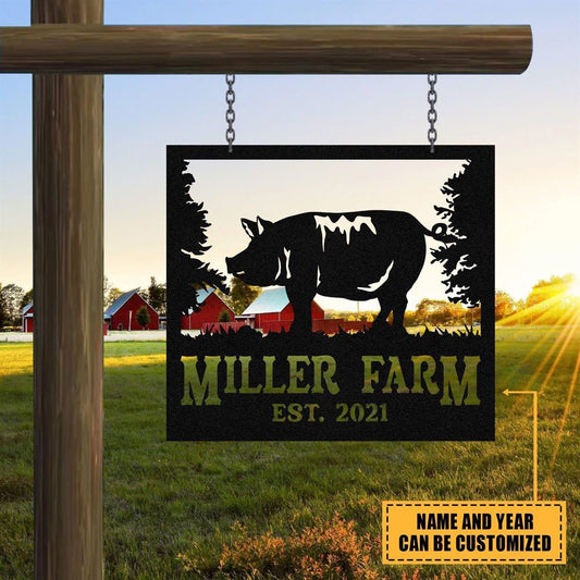 Custom Metal Farm Sign, Pig Outdoor Farmhouse Ranch Barn Stable Front Gate Wall Decor Art, Gift Ideas For Farm Woman, Outdoor Metal Sign Frames