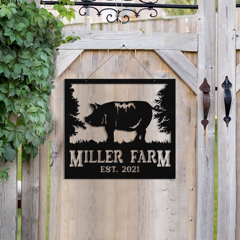 Custom Metal Farm Sign, Pig Outdoor Farmhouse Ranch Barn Stable Front Gate Wall Decor Art, Gift Ideas For Farm Woman, Outdoor Metal Sign Frames