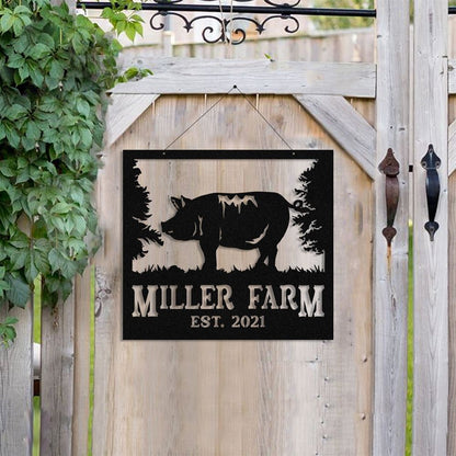 Custom Metal Farm Sign, Pig Outdoor Farmhouse Ranch Barn Stable Front Gate Wall Decor Art, Gift Ideas For Farm Woman, Outdoor Metal Sign Frames