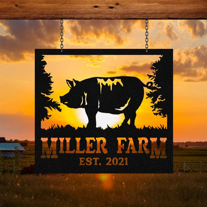 Custom Metal Farm Sign, Pig Outdoor Farmhouse Ranch Barn Stable Front Gate Wall Decor Art, Gift Ideas For Farm Woman, Outdoor Metal Sign Frames