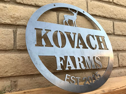 Custom Metal Farm Sign, Ranch Deer Elk Metal Sign, Gift Ideas For Farm Woman, Large Metal Outdoor Signs, Outdoor Metal Sign Frames