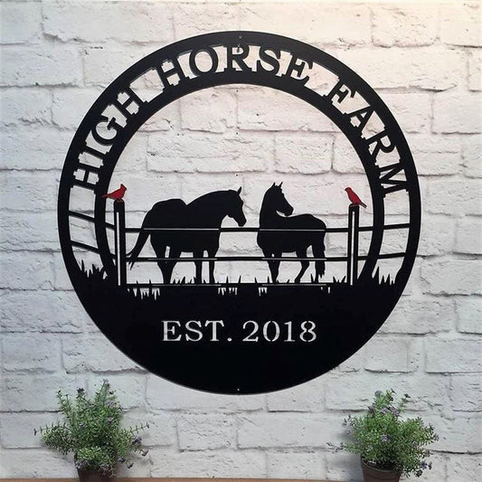 Custom Metal Farm Sign, Red Bird Horse Ranch Metal Farm Sign, Gift Ideas For Farm Woman, Large Metal Outdoor Signs, Outdoor Metal Sign Frames