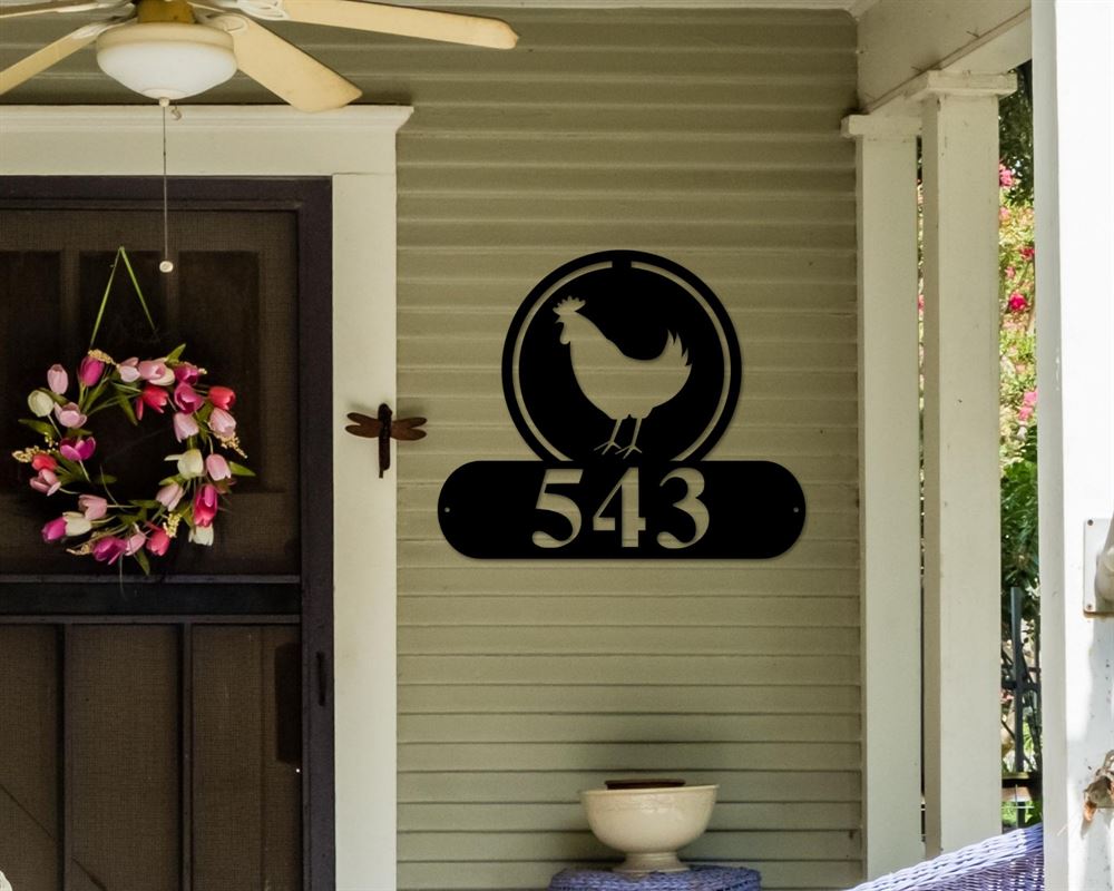 Custom Metal Farm Sign, Rooster Address Metal Sign, Gift Ideas For Farm Woman, Large Metal Outdoor Signs, Outdoor Metal Sign Frames