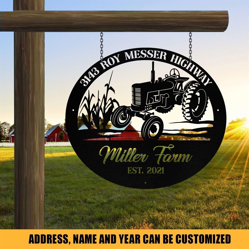 Custom Metal Farm Sign, Tractor Cornfield Outdoor Farmhouse Front Gate Wall Decor Art, Gift Ideas For Farm Woman, Outdoor Metal Sign Frames
