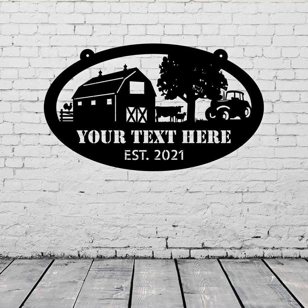 Custom Metal Farm Sign, Tractor Cow Cattle Ranch Metal Sign, Gift Ideas For Farm Woman, Large Metal Outdoor Signs, Outdoor Metal Sign Frames