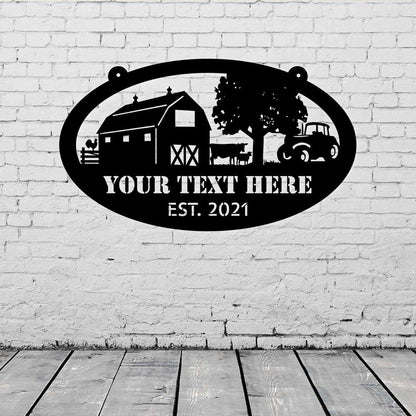 Custom Metal Farm Sign, Tractor Cow Cattle Ranch Metal Sign, Gift Ideas For Farm Woman, Large Metal Outdoor Signs, Outdoor Metal Sign Frames