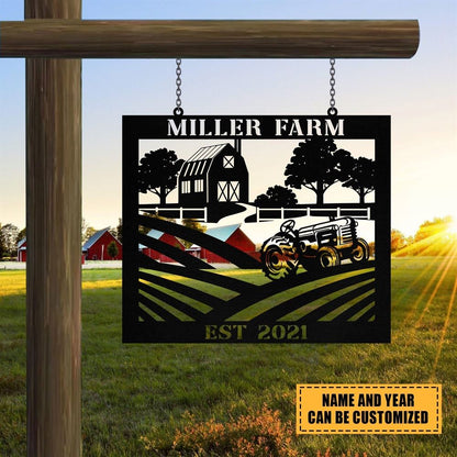 Custom Metal Farm Sign, Tractor Outdoor Farmhouse Front Gate Entry Road Wall Decor Art, Gift Ideas For Farm Woman, Outdoor Metal Sign Frames