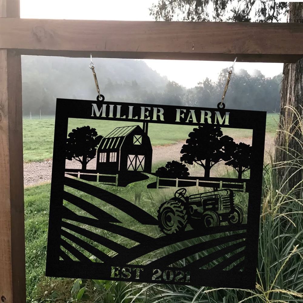 Custom Metal Farm Sign, Tractor Outdoor Farmhouse Front Gate Entry Road Wall Decor Art, Gift Ideas For Farm Woman, Outdoor Metal Sign Frames