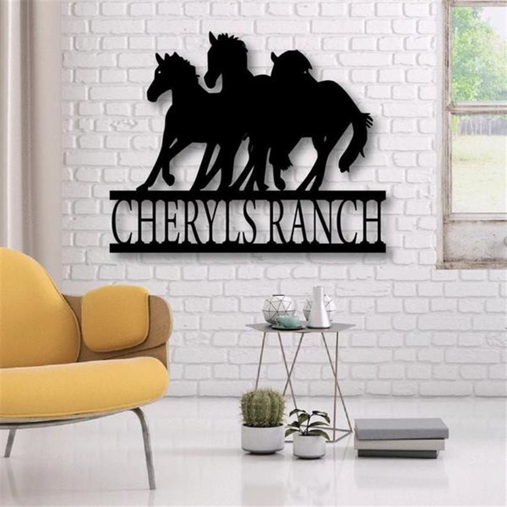 Custom Metal Farm Sign, Triple Horses Horse Sign Metal, Gift Ideas For Farm Woman, Large Metal Outdoor Signs, Outdoor Metal Sign Frames