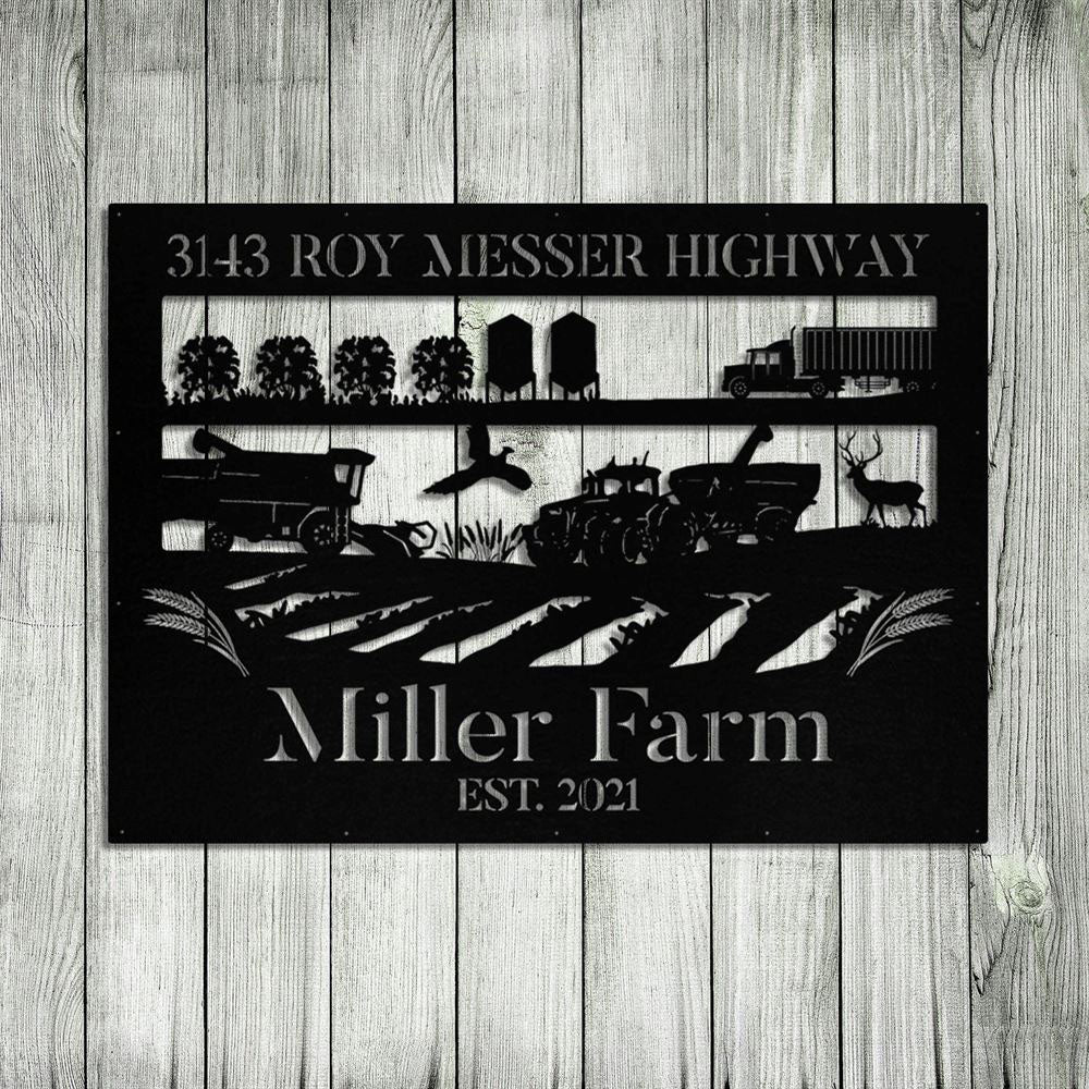 Custom Metal Farm Sign, Wheat Tractor Truck Deer Outdoor Farmhouse Front Gate Wall Decor Art, Gift Ideas For Farm Woman, Outdoor Metal Sign Frames