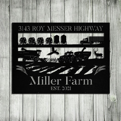 Custom Metal Farm Sign, Wheat Tractor Truck Deer Outdoor Farmhouse Front Gate Wall Decor Art, Gift Ideas For Farm Woman, Outdoor Metal Sign Frames