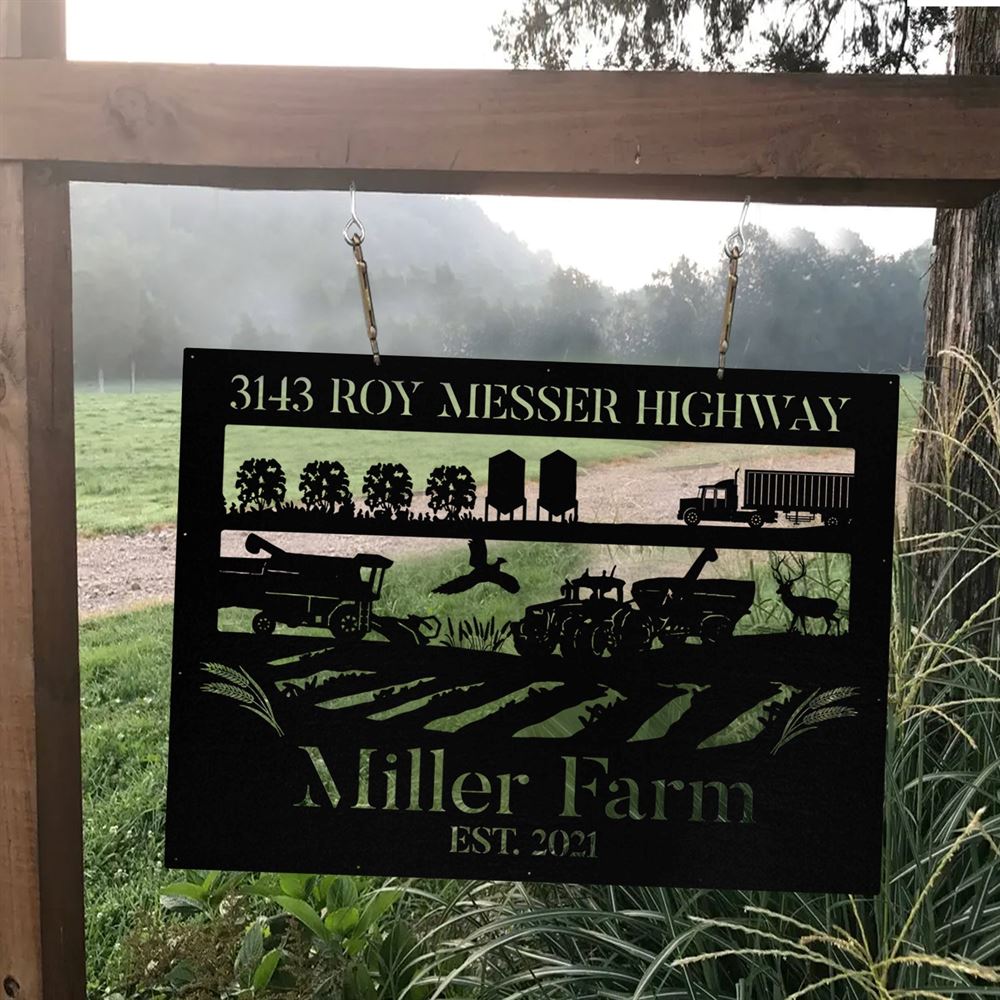 Custom Metal Farm Sign, Wheat Tractor Truck Deer Outdoor Farmhouse Front Gate Wall Decor Art, Gift Ideas For Farm Woman, Outdoor Metal Sign Frames