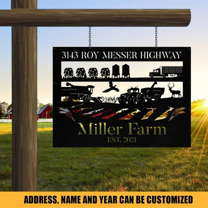 Custom Metal Farm Sign, Wheat Tractor Truck Deer Outdoor Farmhouse Front Gate Wall Decor Art, Gift Ideas For Farm Woman, Outdoor Metal Sign Frames