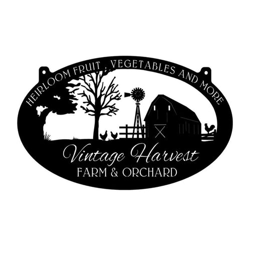 Custom Metal Farm Sign, Windmill And Chickens Foot Sign Metal Wall Art, Gift Ideas For Farm Woman, Outdoor Metal Sign Frames