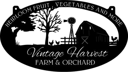 Custom Metal Farm Sign, Windmill And Chickens Foot Sign Metal Wall Art, Gift Ideas For Farm Woman, Outdoor Metal Sign Frames