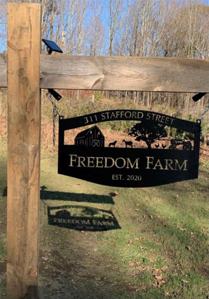 Custom Metal Farm Sign, With Dog Goat Barn Tractor Horse Metal Wall Art, Gift Ideas For Farm Woman, Outdoor Metal Sign Frames