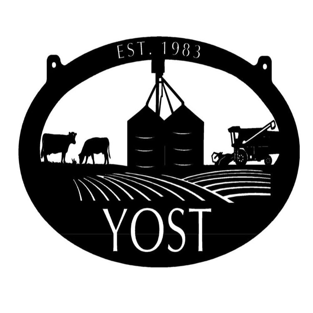 Custom Metal Farm Sign, With Grain Bins Combine Cattle Sign Metal Wall Art, Gift Ideas For Farm Woman, Outdoor Metal Sign Frames