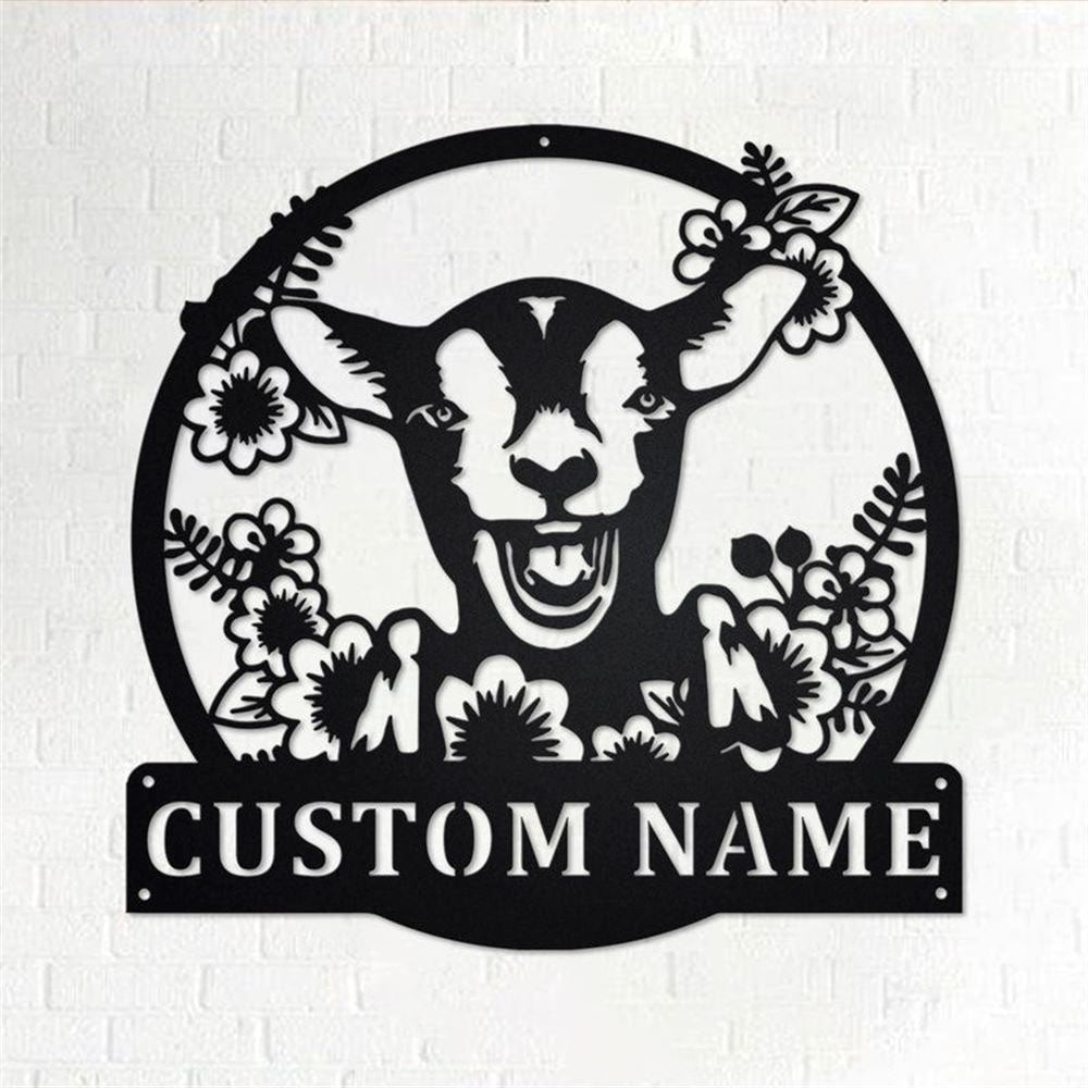 Custom Metal Farm Sign, Wreath Farm Goat Metal Wall Art, Gift Ideas For Farm Woman, Large Metal Outdoor Signs, Outdoor Metal Sign Frames