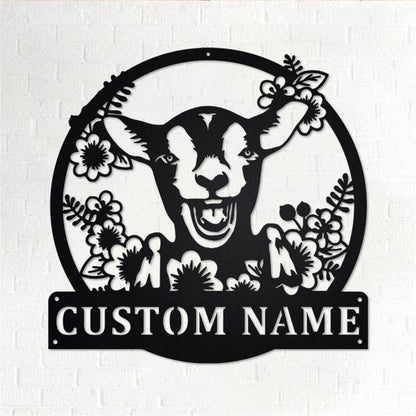 Custom Metal Farm Sign, Wreath Farm Goat Metal Wall Art, Gift Ideas For Farm Woman, Large Metal Outdoor Signs, Outdoor Metal Sign Frames