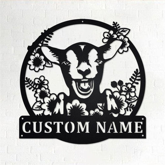 Custom Metal Farm Sign, Wreath Farm Goat Metal Wall Art, Gift Ideas For Farm Woman, Large Metal Outdoor Signs, Outdoor Metal Sign Frames
