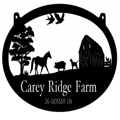 Custom Metal Farm Sign, horsepig Dog And Your Name Metal Wall Art, Gift Ideas For Farm Woman, Outdoor Metal Sign Frames