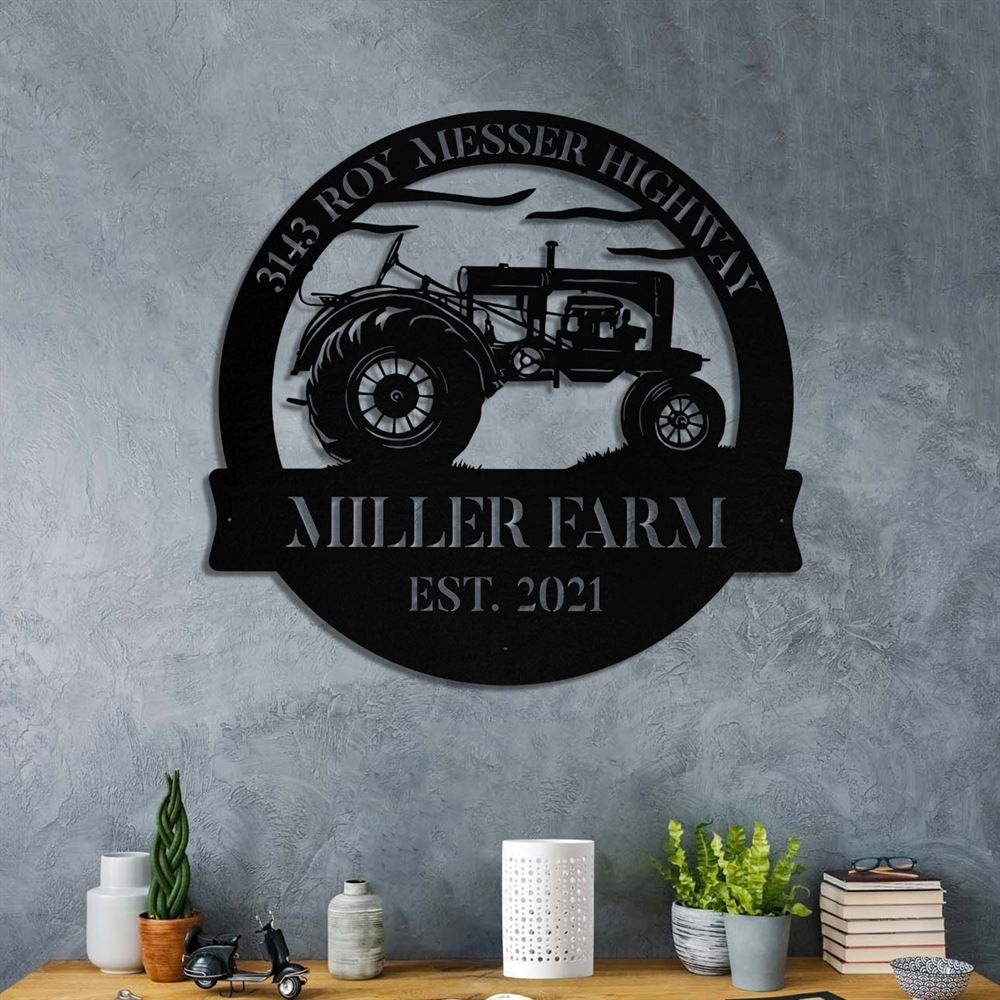 Custom Metal Farm Signs, Tractor Outdoor Farmhouse Front Gate Entry Road Wall Decor Art, Gift Ideas For Farm Woman, Outdoor Metal Sign Frames