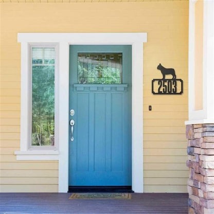 Custom Metal Sign, Address Sign Bulldog Home Number Cut Metal Sign, Anniversary Gift, Dog House Sign, Outdoor Sign, Home Decor Sign