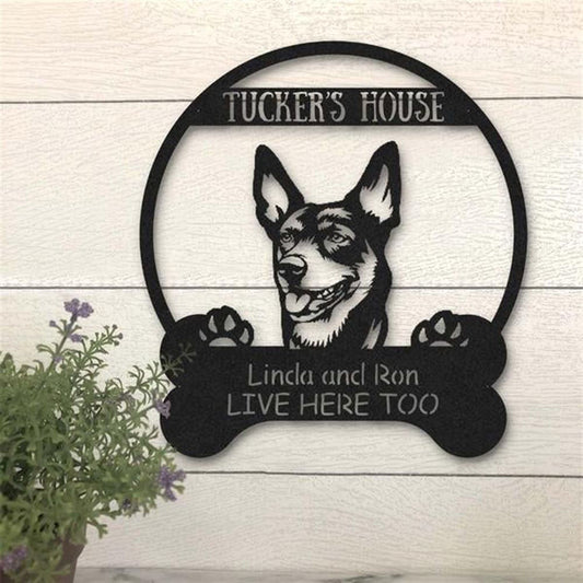 Custom Metal Sign, Australian Kelpie Boshih Dog Lovers Funny Metal Sign, Anniversary Gift, Dog House Sign, Outdoor Sign, Home Decor Sign