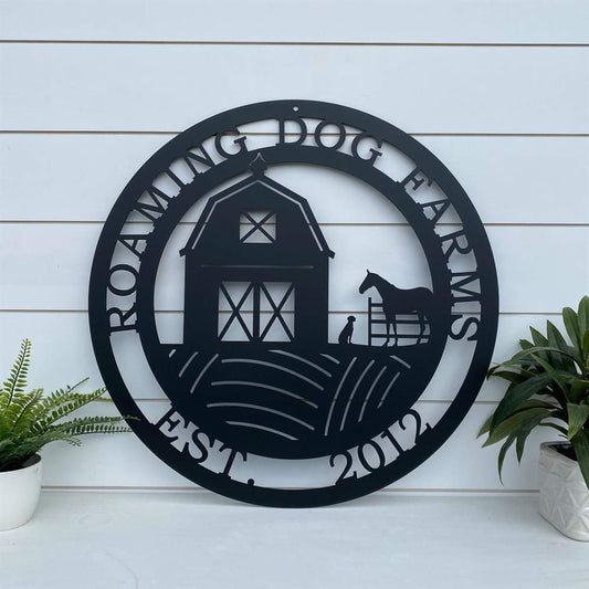 Custom Metal Sign, Barn Dog & Horse Ranch Metal Sign, Anniversary Gift, Dog House Sign, Dog Wall Art, Outdoor Sign, Home Decor Sign