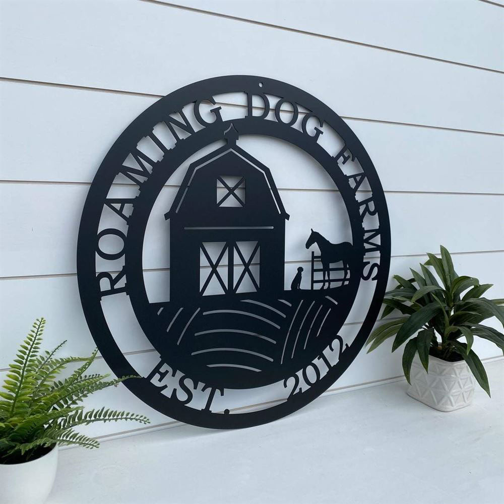 Custom Metal Sign, Barn Dog & Horse Ranch Metal Sign, Anniversary Gift, Dog House Sign, Dog Wall Art, Outdoor Sign, Home Decor Sign