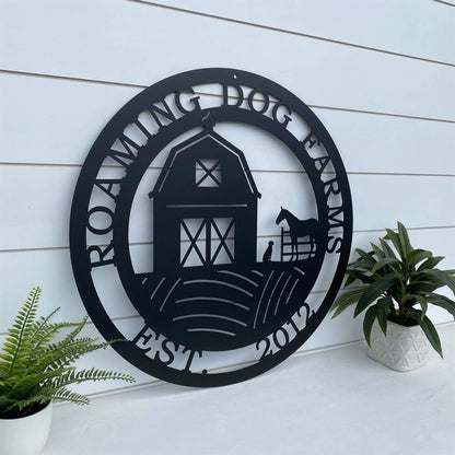 Custom Metal Sign, Barn Dog & Horse Ranch Metal Sign, Anniversary Gift, Dog House Sign, Dog Wall Art, Outdoor Sign, Home Decor Sign