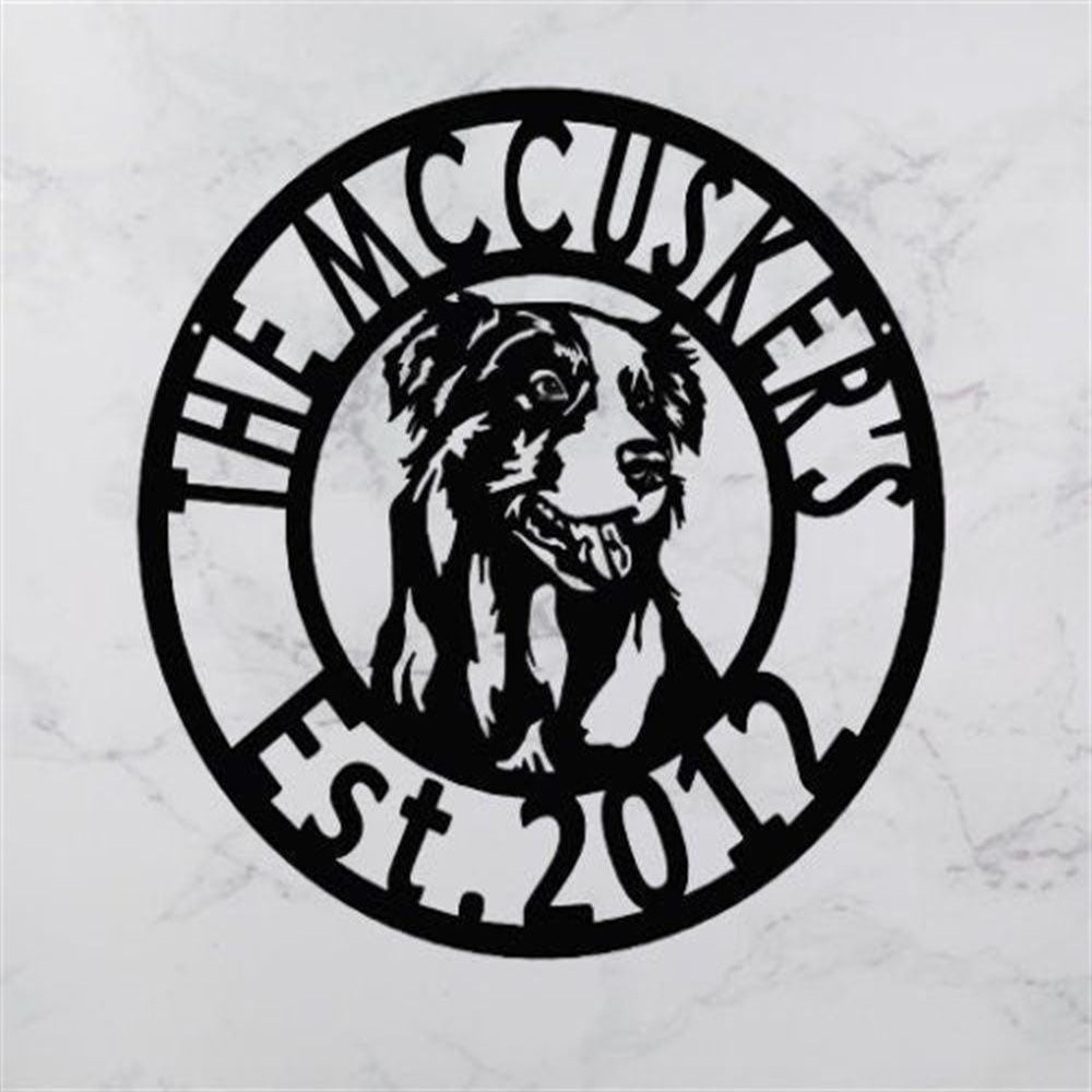 Custom Metal Sign, Collie Dog Metal Name Sign, Anniversary Gift, Dog House Sign, Dog Wall Art, Outdoor Sign, Home Decor Sign