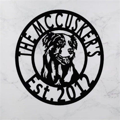 Custom Metal Sign, Collie Dog Metal Name Sign, Anniversary Gift, Dog House Sign, Dog Wall Art, Outdoor Sign, Home Decor Sign