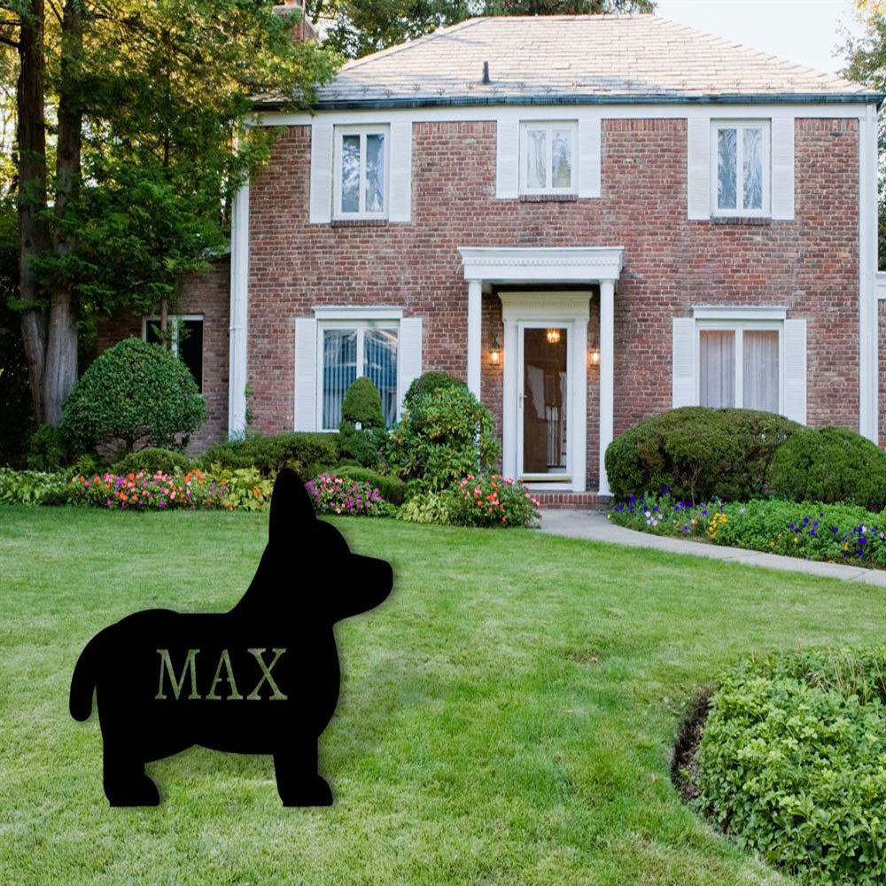 Custom Metal Sign, Corgi Name Sign Front Yard Dog Metal Sign, Anniversary Gift, Dog House Sign, Outdoor Sign, Home Decor Sign