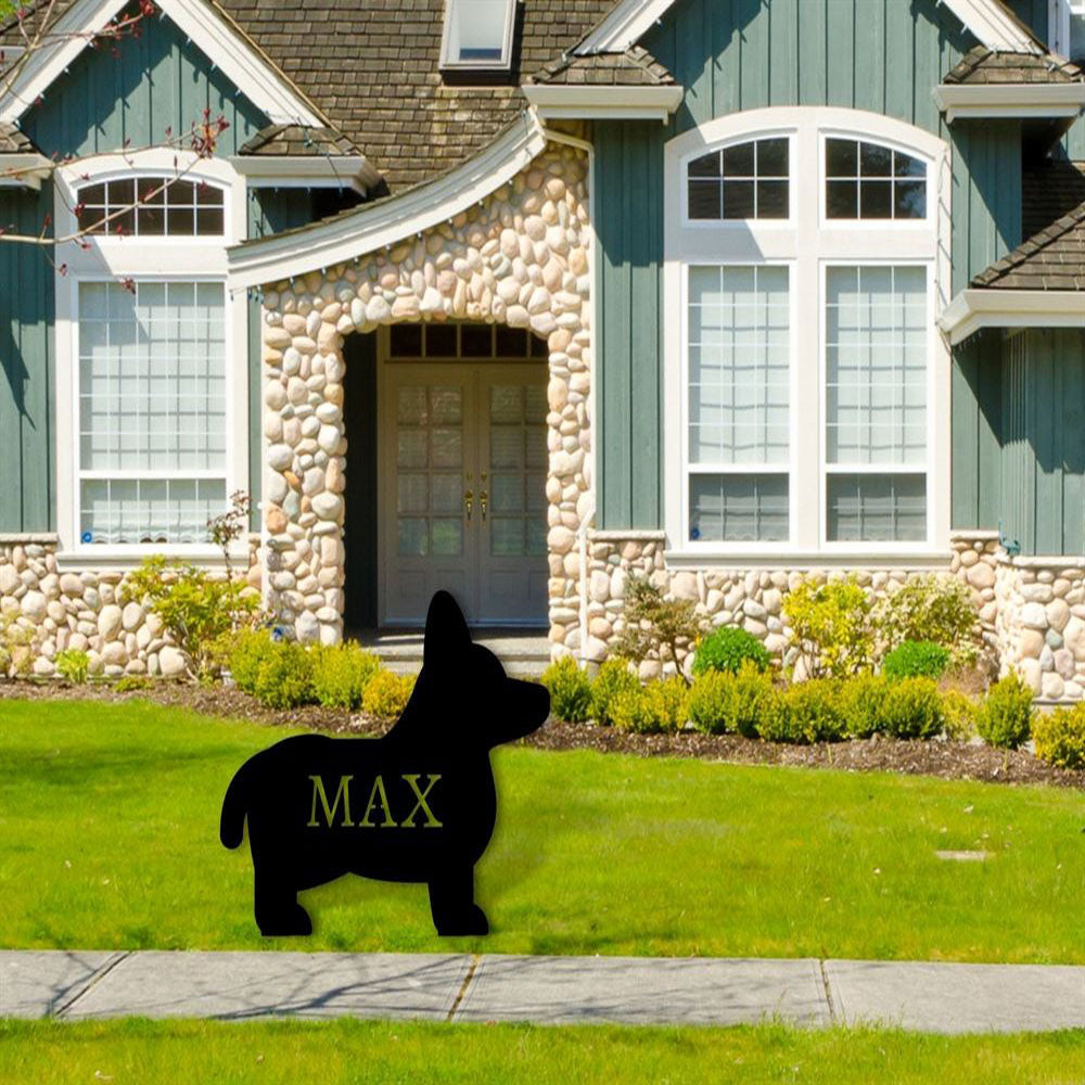 Custom Metal Sign, Corgi Name Sign Front Yard Dog Metal Sign, Anniversary Gift, Dog House Sign, Outdoor Sign, Home Decor Sign