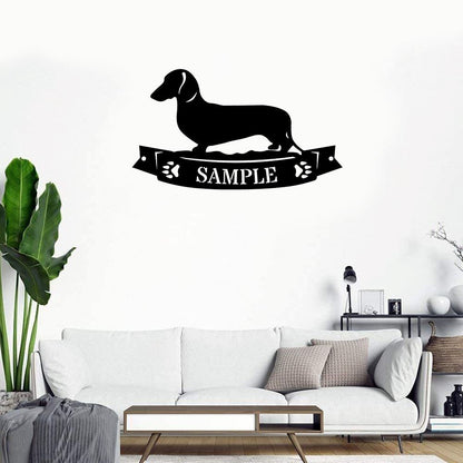 Custom Metal Sign, Dachshund Banner Metal Wall Sign, Anniversary Gift, Dog House Sign, Dog Wall Art, Outdoor Sign, Home Decor Sign