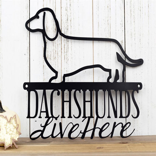 Custom Metal Sign, Dachshund Metal Wall Art, Doxie Wiener Dog Metal Sign, Anniversary Gift, Dog House Sign, Outdoor Sign, Home Decor Sign